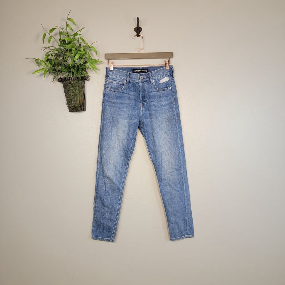 Express Vintage Skinny Ankle High Rise Button Fly Medium Wash Jegging 0 Jeans